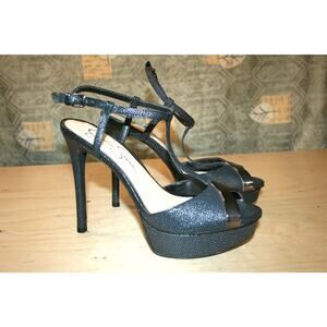 New Jessica Simpson Carys Black Beaded Leather T-Strap Heels 8 / 38